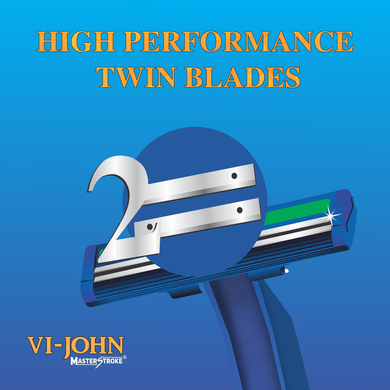 VI-JOHN Master Stroke Twin Blade Shaving Razors for Men With Lubricating Aloe Vera Strip(Contain 5 Pcs)