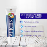 VI-JOHN Fruit Fusion Shaving Cream With Tea Tree Oil & Fruit Extracts - 125 GM (Pack Of 4 - 500 GM)