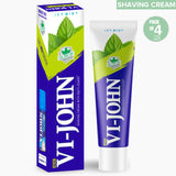 VI-JOHN Icy Mint Shaving Cream 125 GM With Tea Tree Oil & Bacti Guard Formula - Pack Of 4 (500 GM)