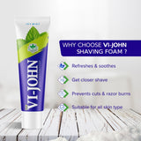 VI-JOHN Icy Mint Shaving Cream 125 GM With Tea Tree Oil & Bacti Guard Formula - Pack Of 4 (500 GM)